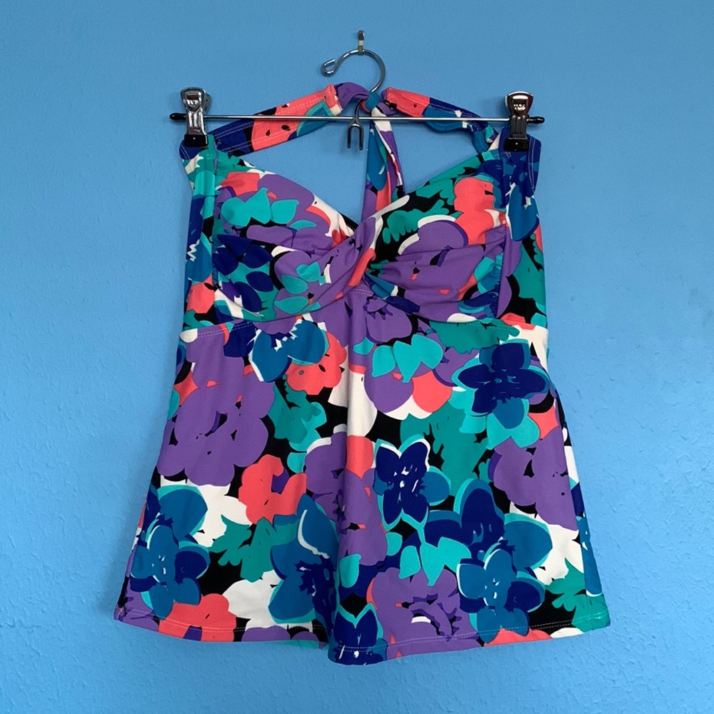 Catalina Floral Halter Sweetheart Neckline Tankini